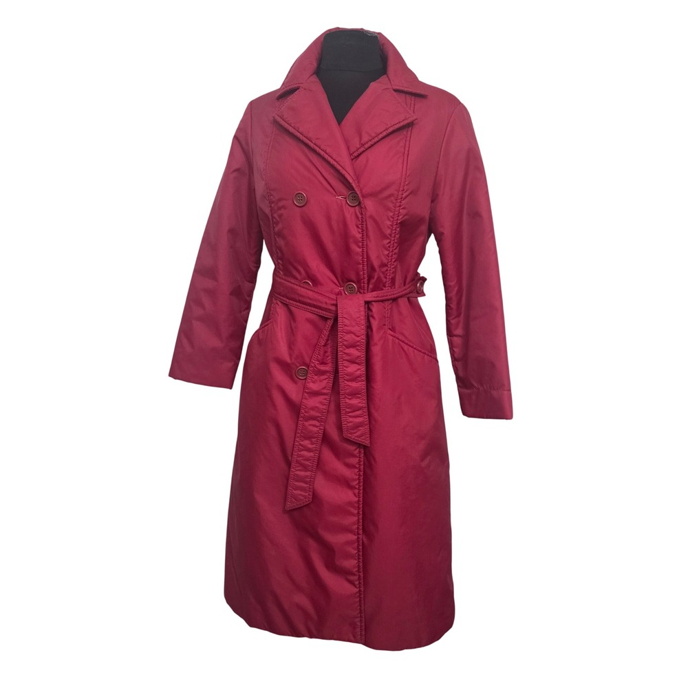 Bromleigh Women's Cranberry Red Double Breasted Belted Trench Coat Size S / M